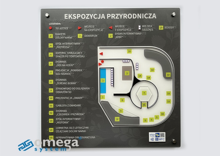 plan tyflograficzny, zamontowany na dystansach